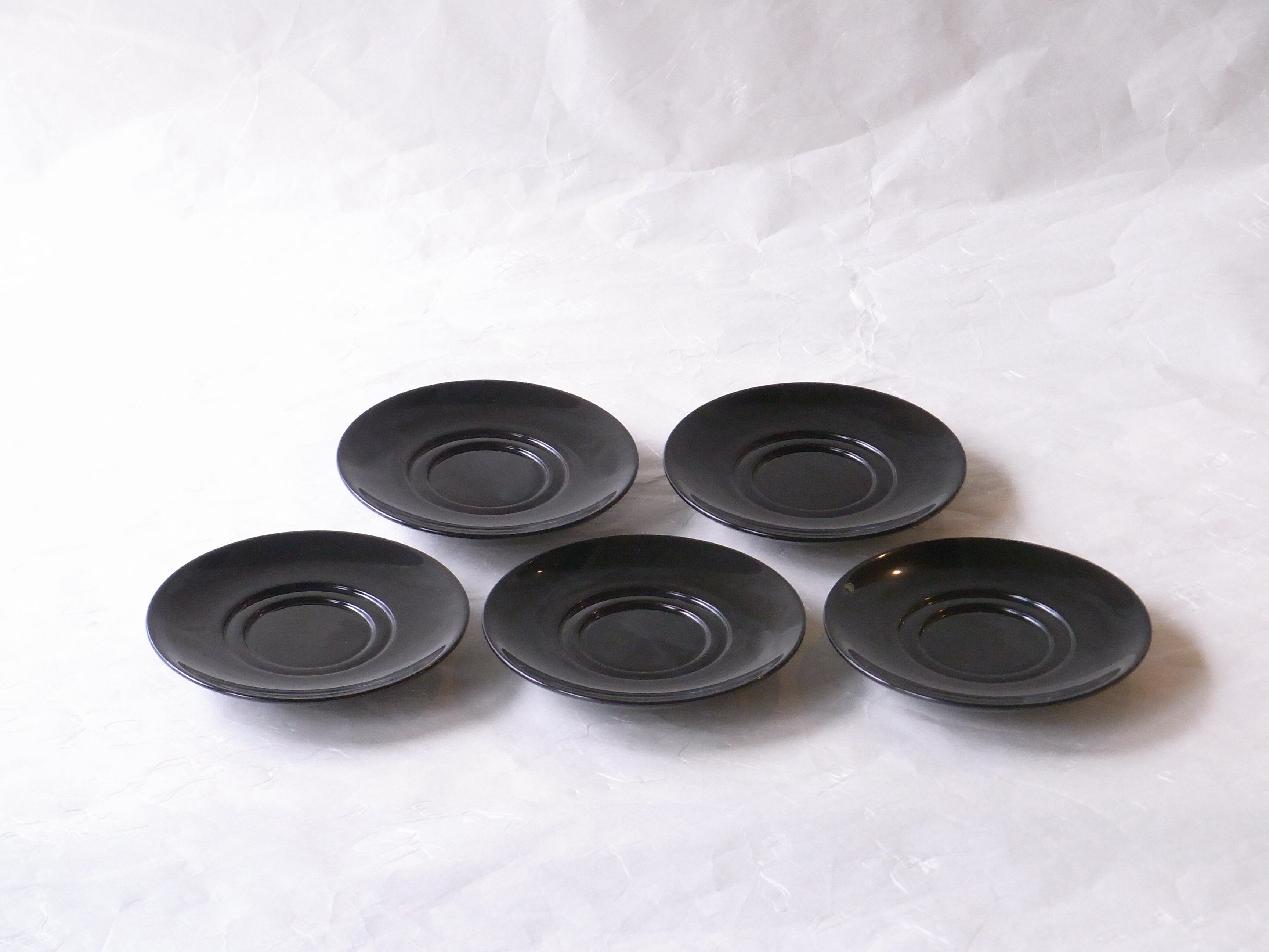 木製黒摺り茶托5客揃い 木製黒摺り茶托5客揃い
