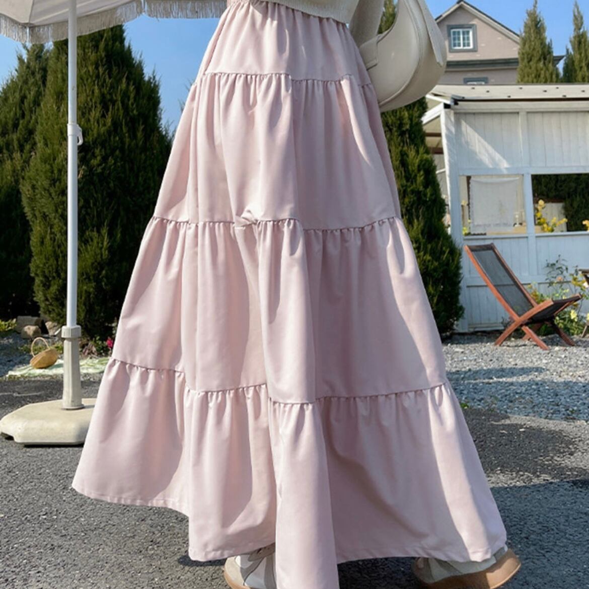 フレアロングティアードスカート