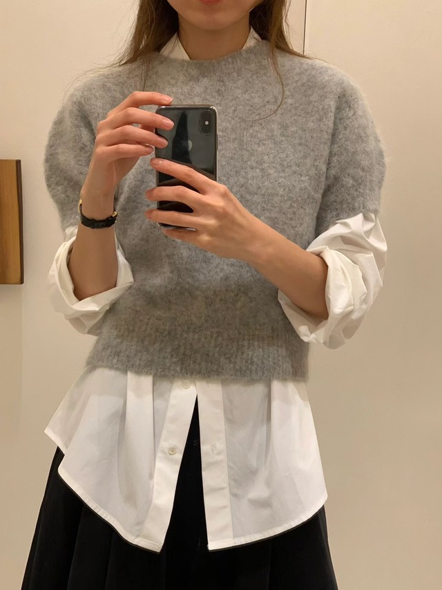 (OUNCE) cloud half knit / 2color