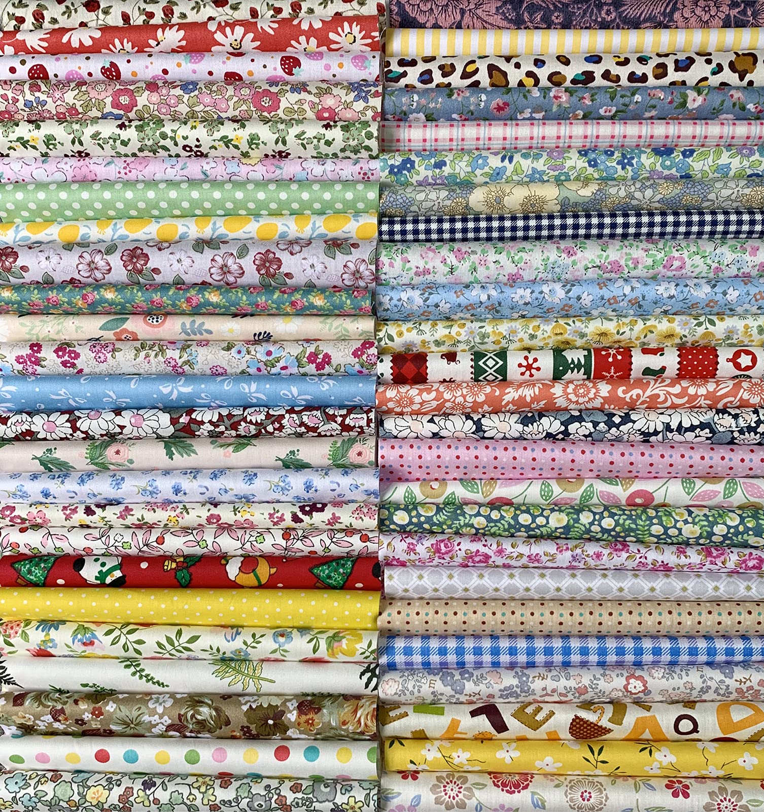 【数量限り】Liuliu 花柄プリント 生地 可愛い はぎれセット DIY 手芸用 布 素材 パッチワーク 給食袋、ポーチなどの作りに (50枚 20cm x 20cm)