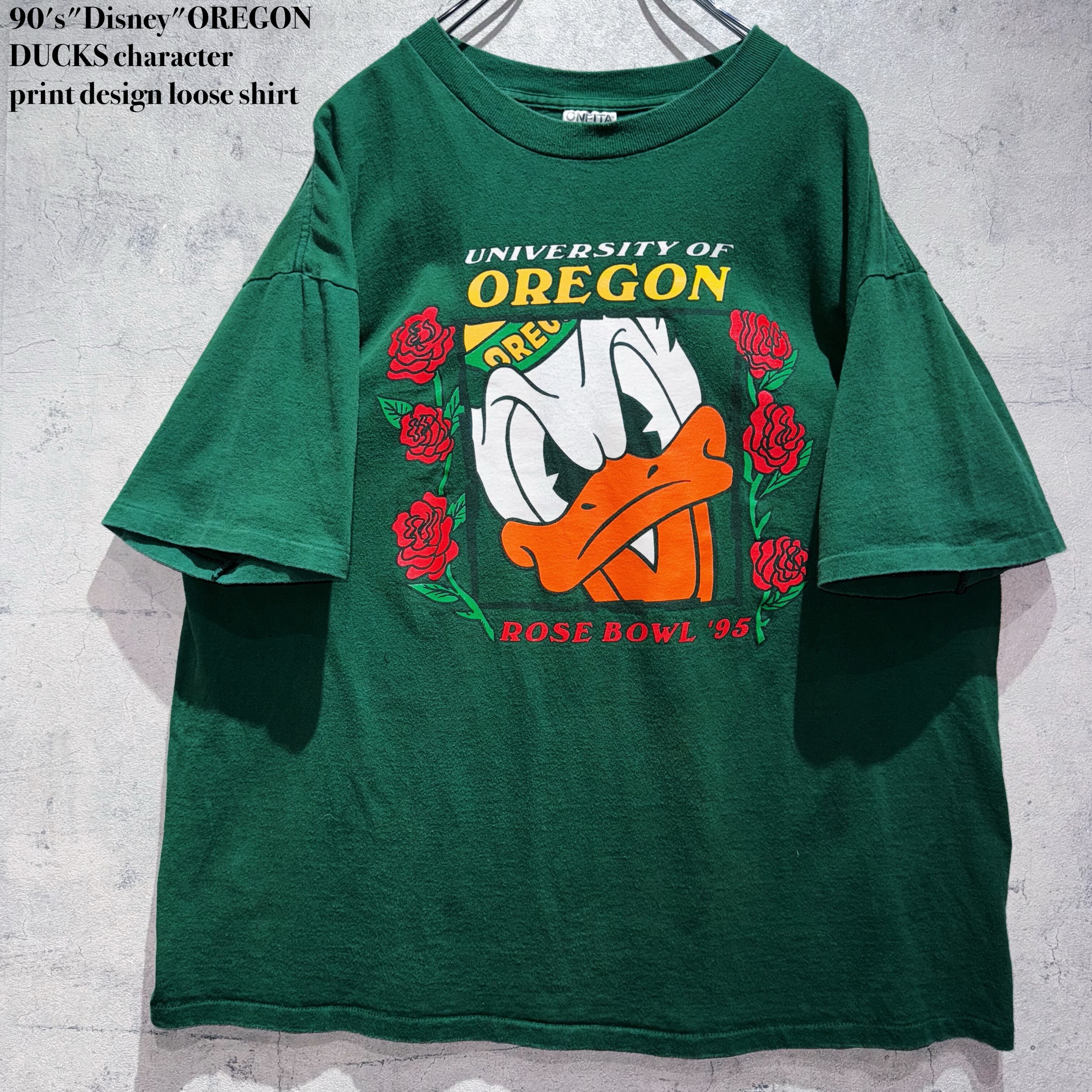 90's"Disney"OREGON DUCKS character print design loose shirt