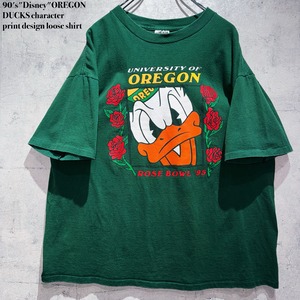 90's"Disney"OREGON DUCKS character print design loose shirt
