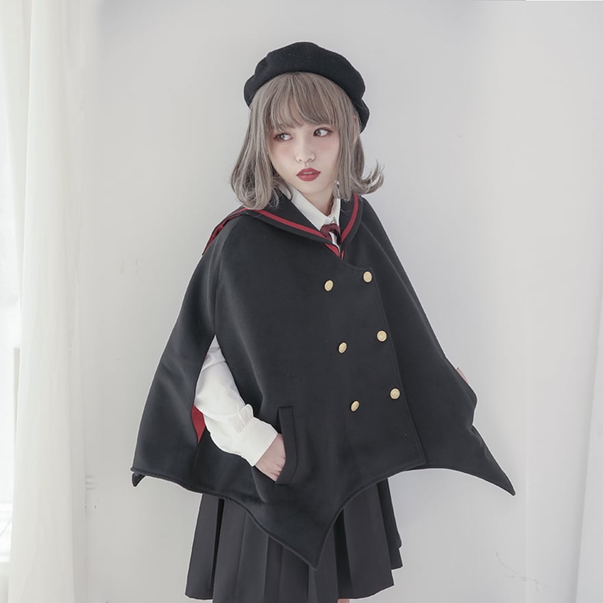 ゴスロリ通販 With U ゴスロリ マント 病み可愛い コウモリ セーラー風
