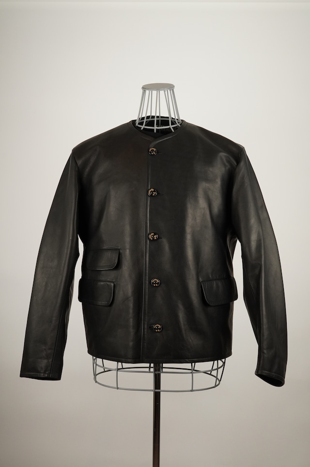 HS-Equipment / Pony Skin Leather Collarless Jacket