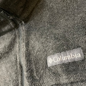 【Columbia】フリース ジャケット ワンポイントロゴ  グレー 刺繍 M コロンビア US古着