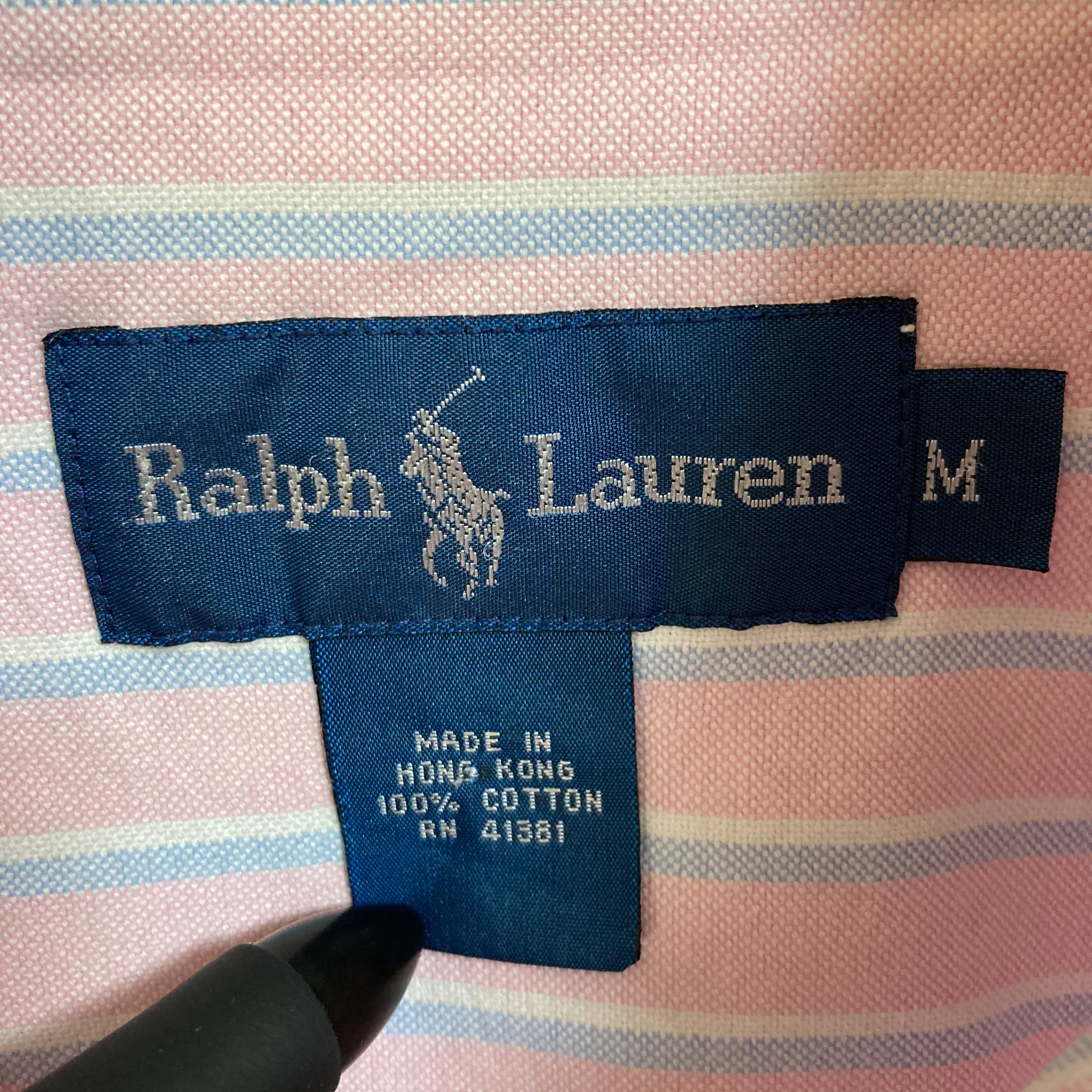 【Ralph Lauren】L/S Stripe BD Shirt L相当 90s ラルフローレン