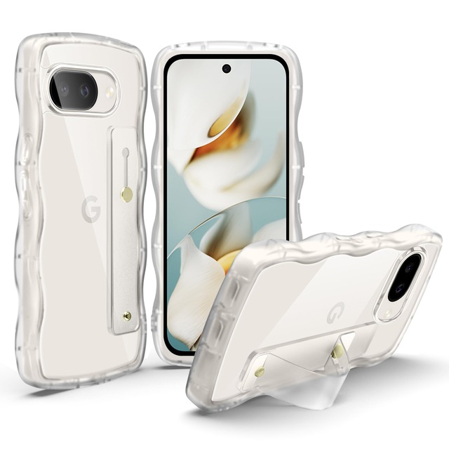 Wonyihui For Google Pixel 9A 用 ケース クリア スタンド機能 グーグル ピクセル9a 用 スマホケース 耐衝撃 カバー 透明 軽量 薄型 おしゃれ 人気 ストラップホール (クリア 透明)