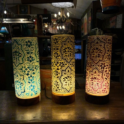 Pakistan Camel Lamp Tube 3color - Turquoise Brown Black / パキスタン キャメルランプ チューブ型 全3色 ターコイズ ブラウン ブラック ラクダ デスクランプ 間接照明 ライト 置き型 オリエンタル  ギフト プレゼント
