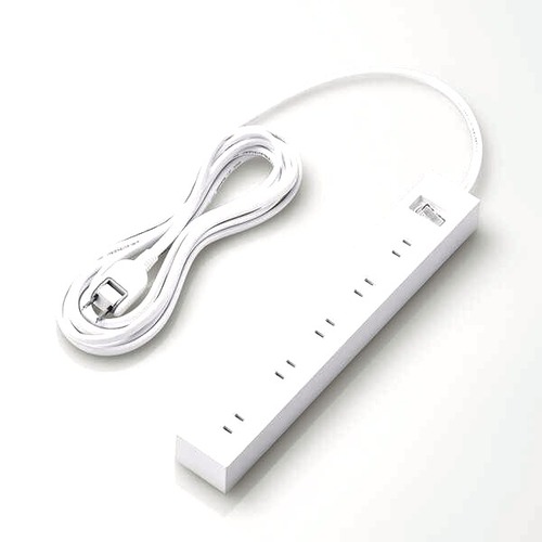 エレコム 電源タップ 10個口 上面5口+側面5口 5m 一括スイッチ ほこりシャッター付 ホワイト ECT-1550WH