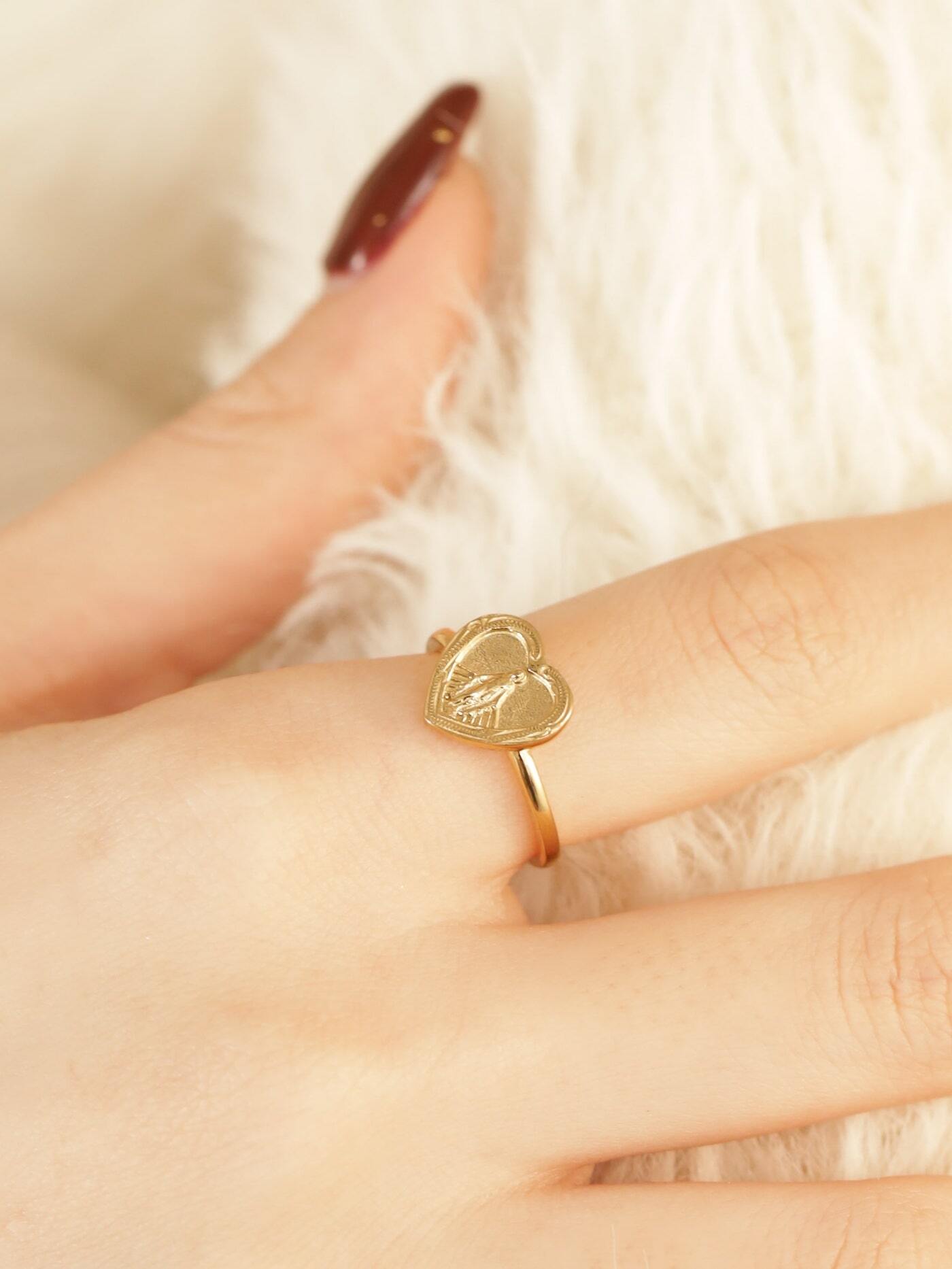 316L hawaiian heart medai ring #r13