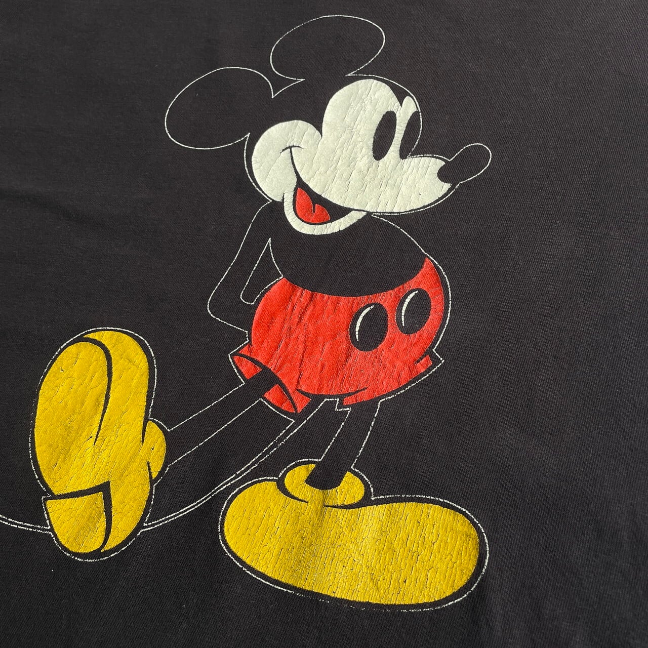 80年代 Disney ディズニー ミッキーマウス キャラクタープリントTシャツ メンズL相当 古着 80s ヴィンテージ ビンテージ MICKEY  袖シングルステッチ フェードブラック 墨黒【Tシャツ】【FSS2308-30】 | cave 古着屋【公式】古着通販サイト powered by