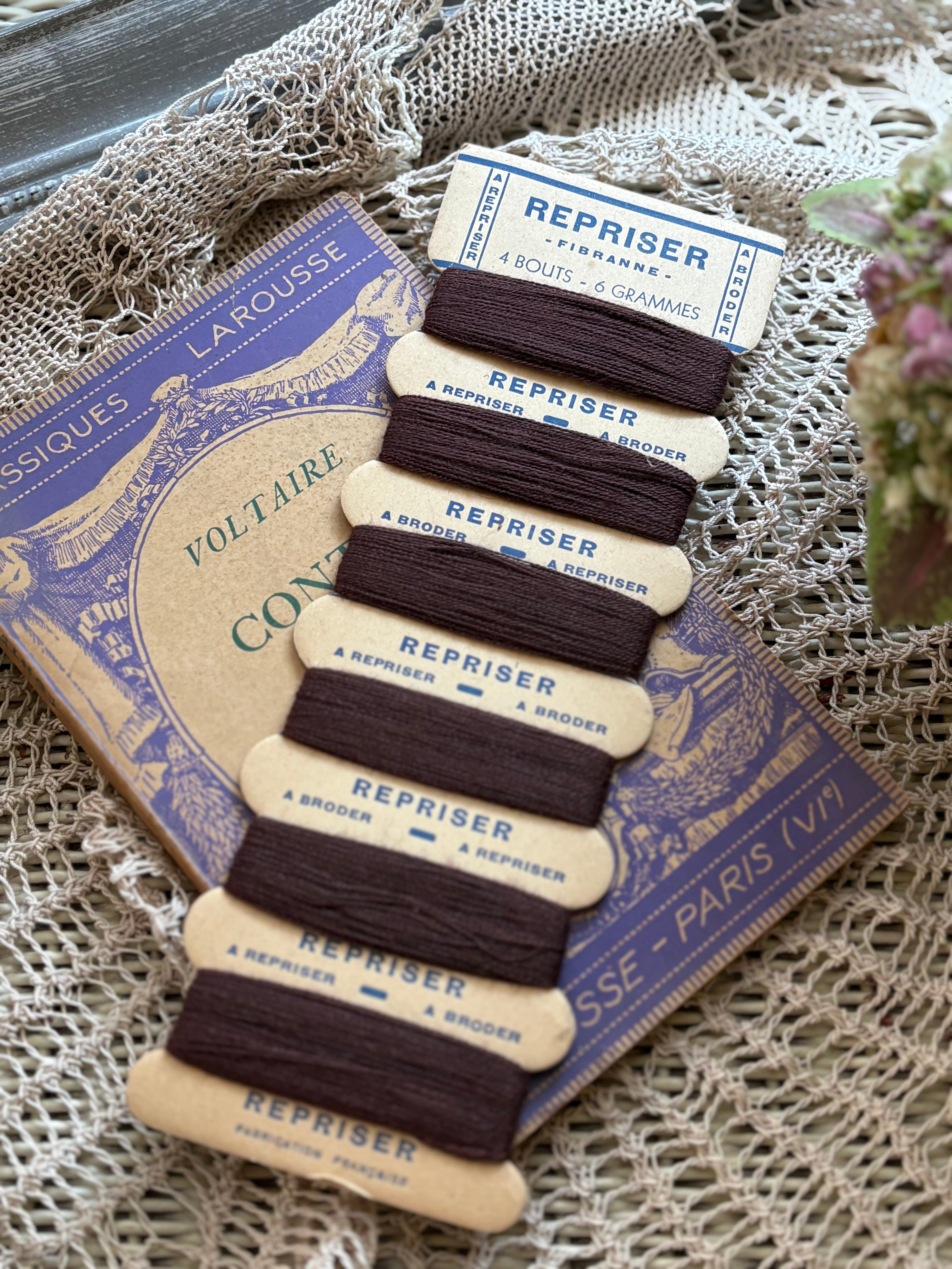 フランスアンティーク 糸巻き ブラウン インテリア小物 撮影小物 未使用