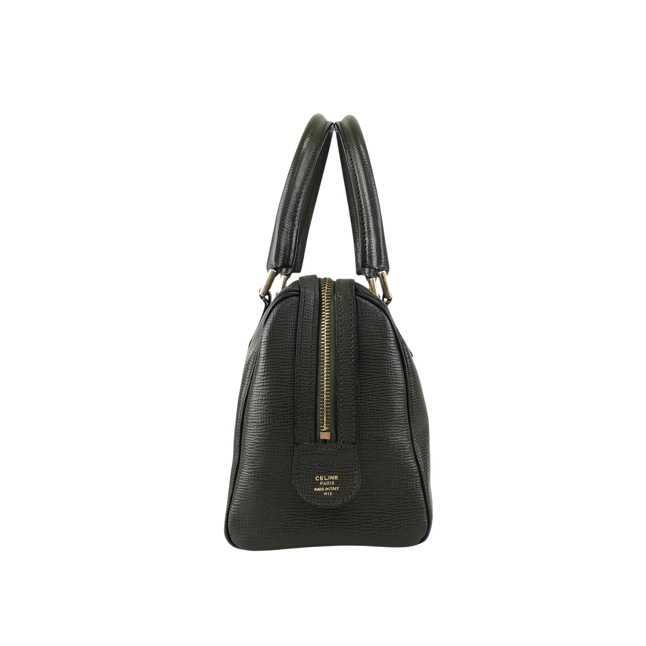 CELINE セリーヌ ショルダーバッグ グリーン ブラゾン型押し レザー