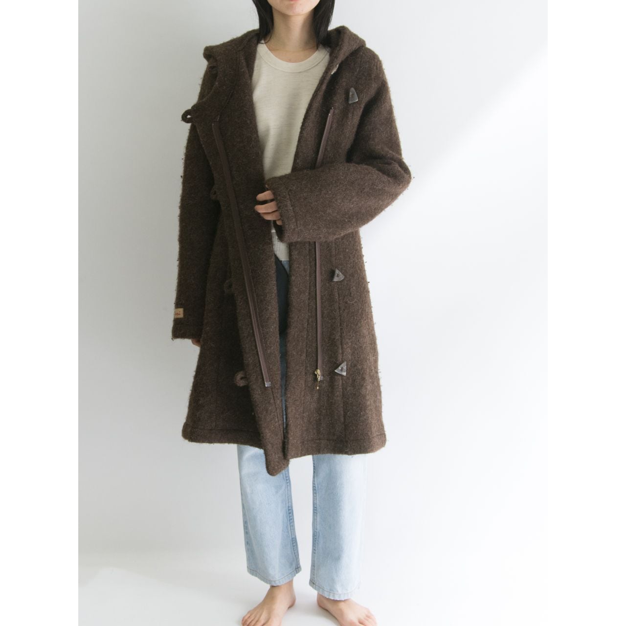 Made in Faroe Islands】Asymmetry wool knit duffle coat Made in Faroe Islands】Asymmetry wool knit duffle coat