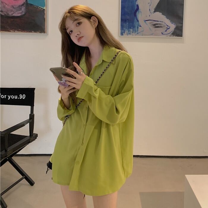 スタンダードスタイルシャツ スプリングルーズトップス ロング レトロ 春物 1号婦人5197006235