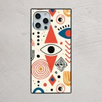 受注生産 iPhoneケース 目と渦巻きのカラフル護符柄｜魔除けアイ TALM012D