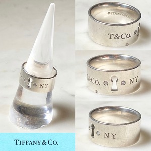 TIFFANY silver “Lock” ring set with 2P Diamonds