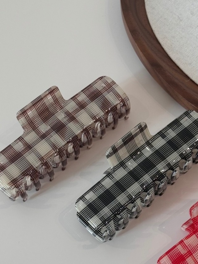 《即納》check hair clip