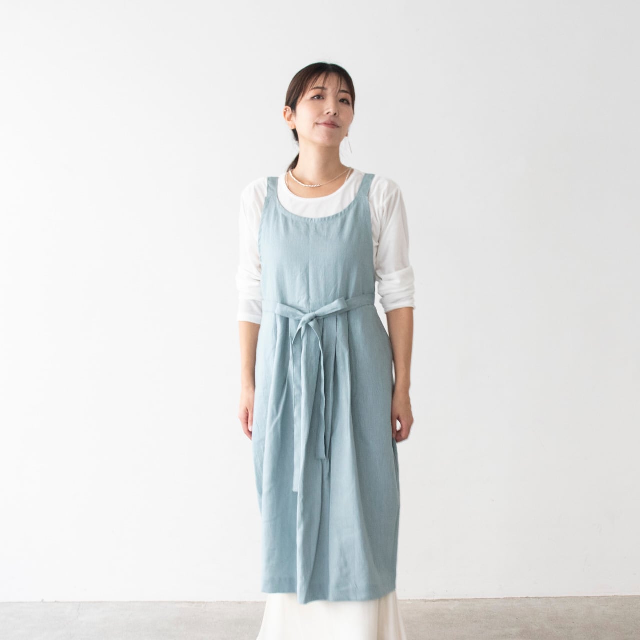 QFD 水色 エプロンスタイル ワンピース｜ハンドメイド・手芸