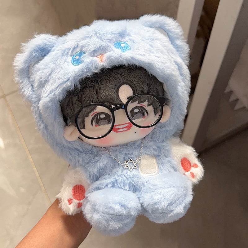 20cm ぬいぐるみ対応 かわいい ネコ ロンパース+眼鏡+ネックレス