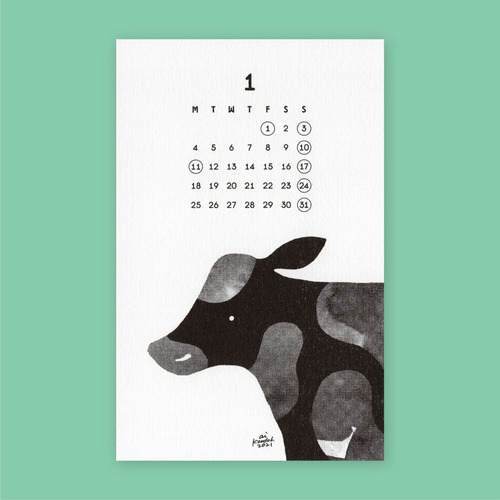 2021年　動物イラストカレンダー