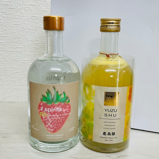 【（母の日・父の日）ご贈答用ギフトに】f spirits ストロベリー＆カルダモン  37%　＆　奥飛騨ゆず酒　500ml　２本セット（箱入り）
