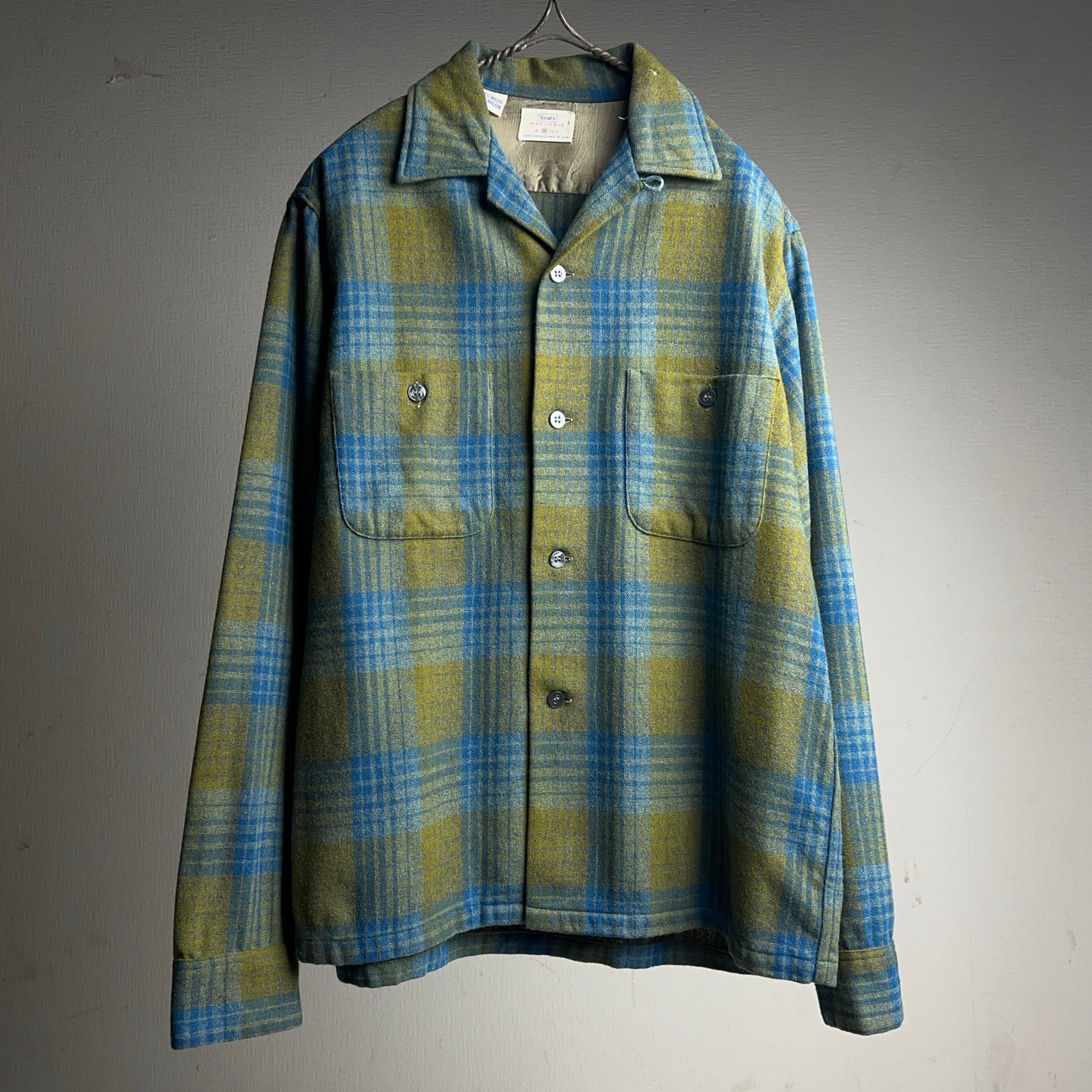 60s sears シアーズ　解禁シャツ　ウール　ボックスチェック 1960's SEARS WOOL SHIRT 60年代 シアーズ ボードシャツ ボックス