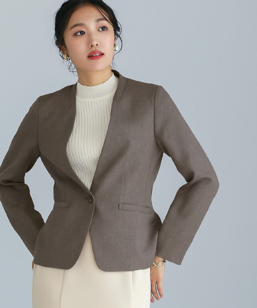 【極美品】プラステ　シャークツイードカラーレスジャケット SALE 30％OFF】【洗える・撥水・サステナブル素材】シャークスキン