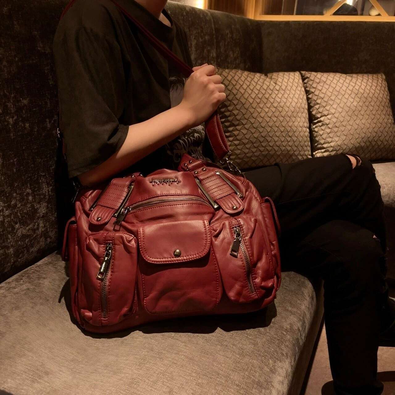 【NieR】【NIERちゃん】 12POCKET 3WAY VINTAGE BAG【WINE RED】BAG186 ニーア バック ストリート サブカル 地雷系  ユニセックス
