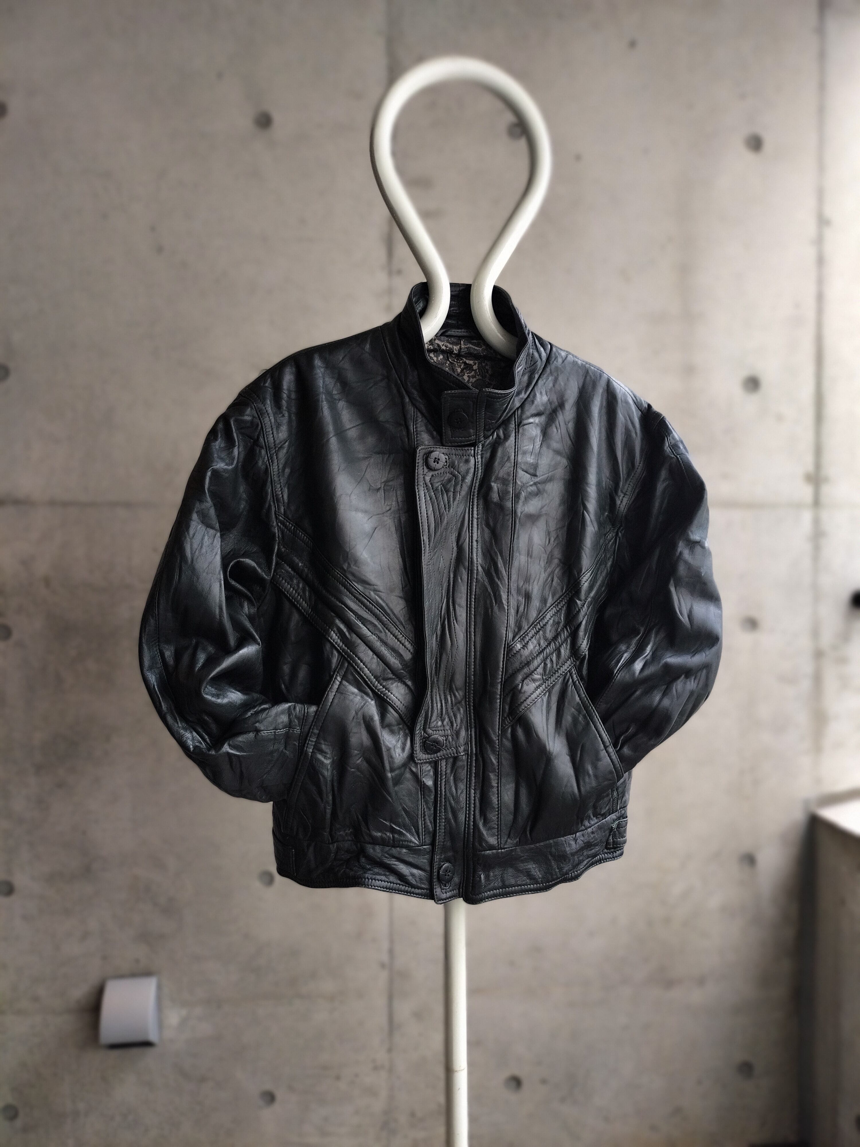 vintage dark green leather blouson