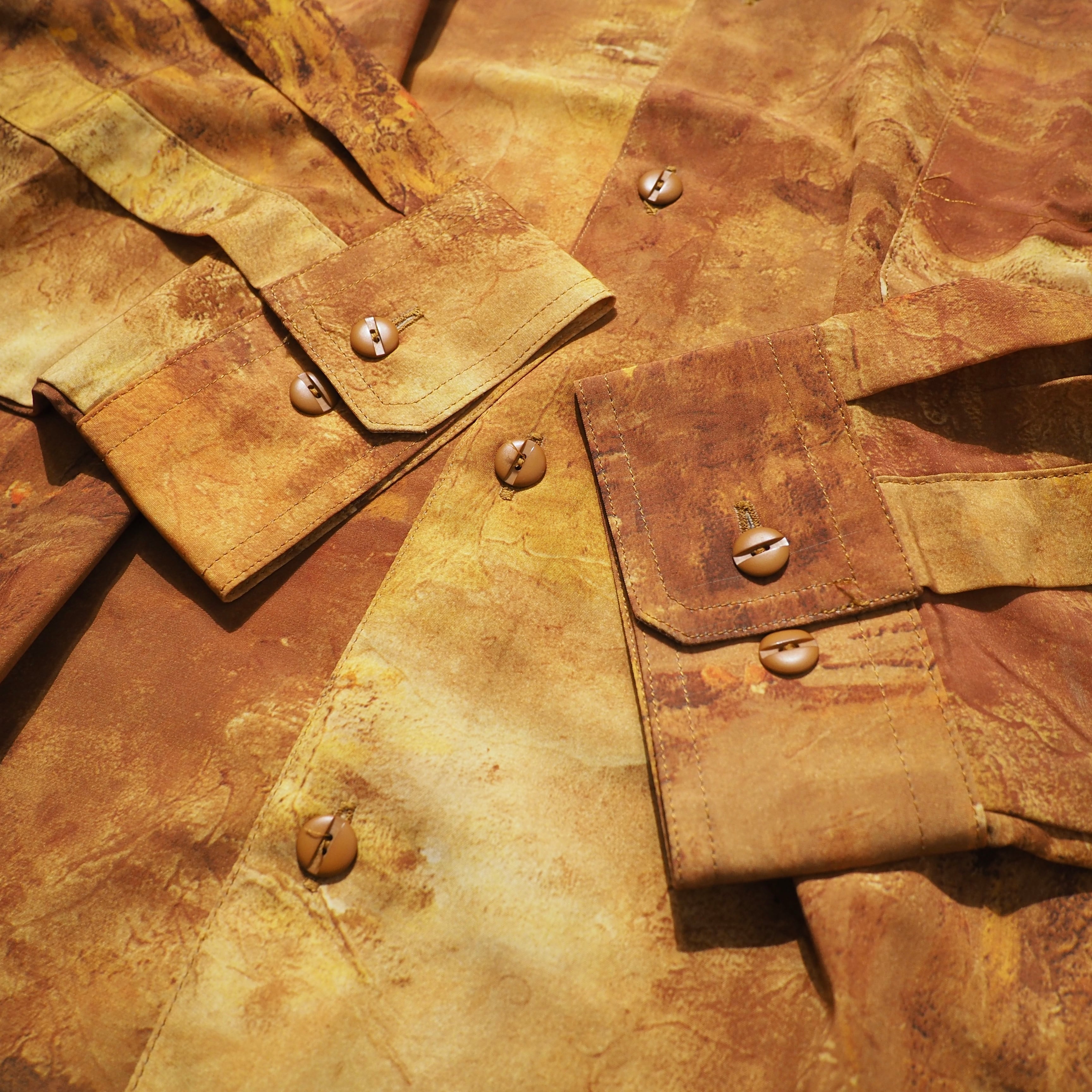 1980s " 睡蓮 " Beautiful oil painting Art vintage Drape loose shirt