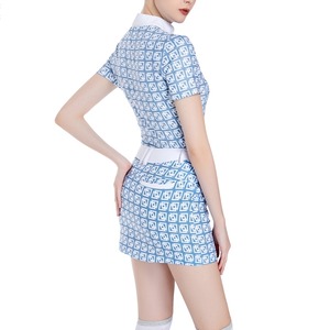 ブルー　半袖Tシャツ　スカート　セットアップ