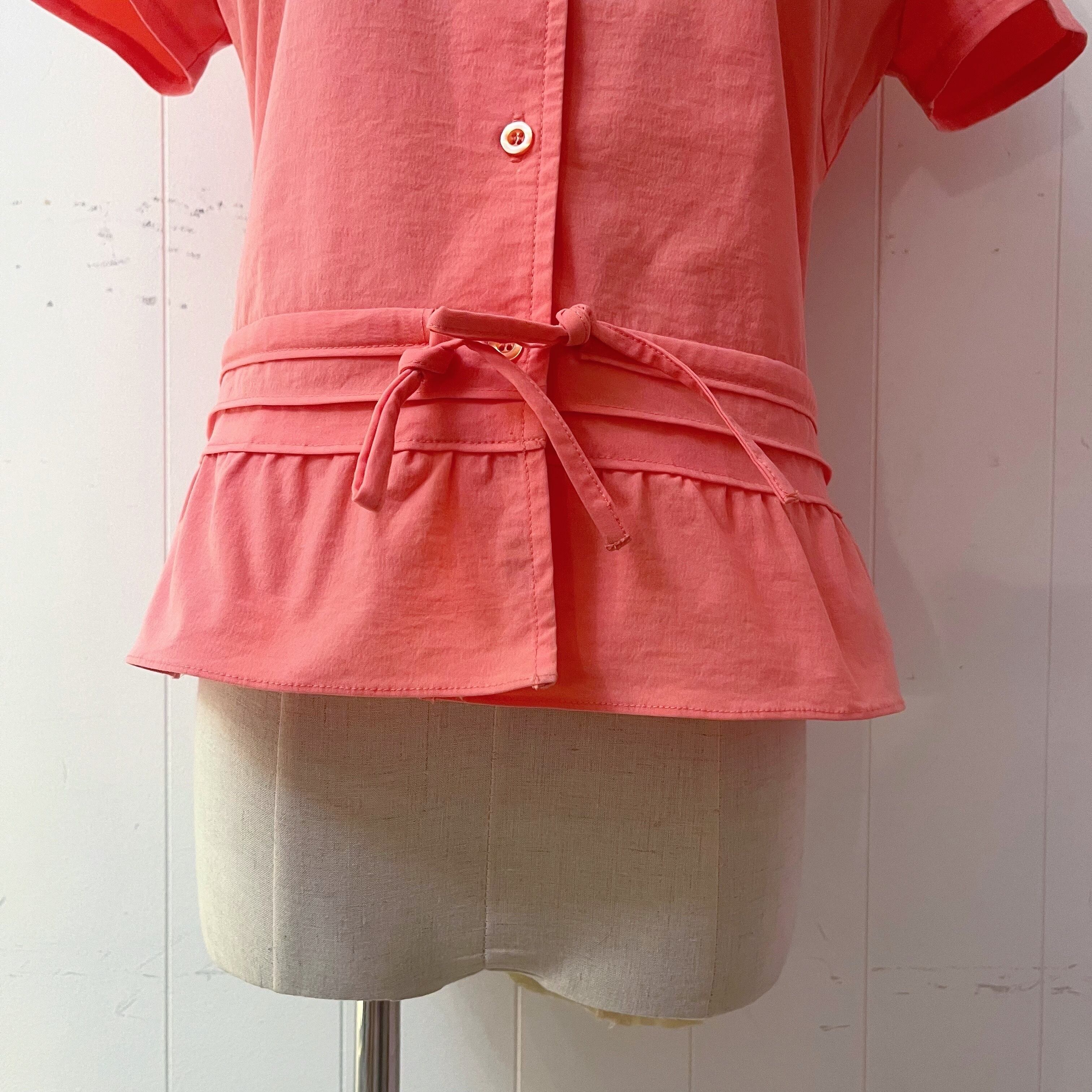 fluorescent pink frill blouse