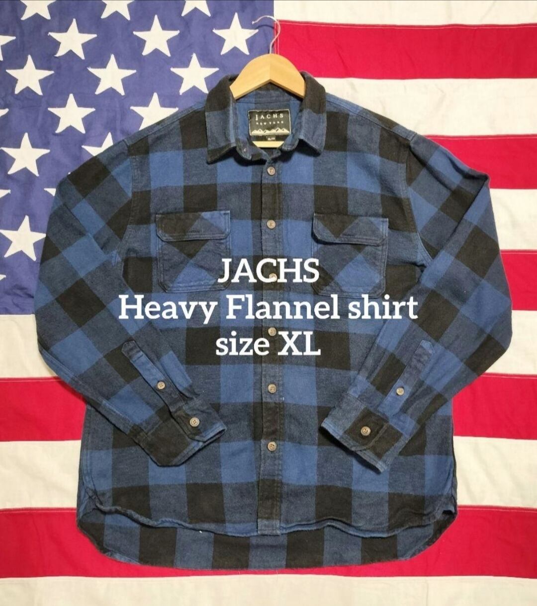 Used 長袖シャツ◆XL JACHS Heavy Flannel shirt ブルーチェック◆ヴィンテージ USA古着