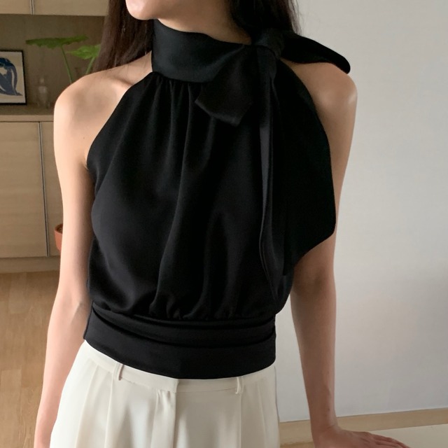 サイド リボン ノースリーブ トップス 2color/3412641