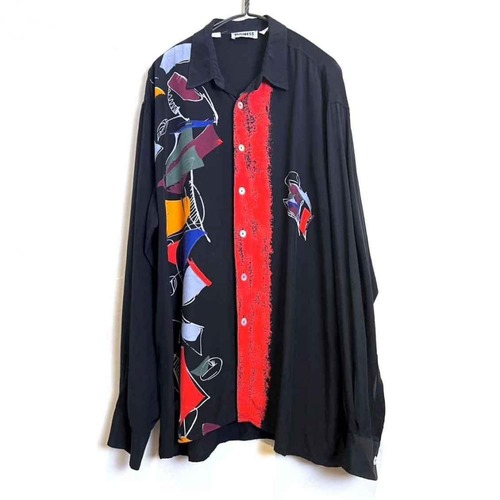 【BUSINESS STYLE】Vintage Art Pattern Rayon Shirt【1990s-】