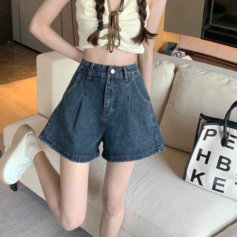 ショートパンツ デニムショートパンツ ホットパンツ ワイドレッグ ハイウエスト シンプル カジュアル 韓国ファッション S Xl Luluca 韓国トレンドファッションluluca ルルカ