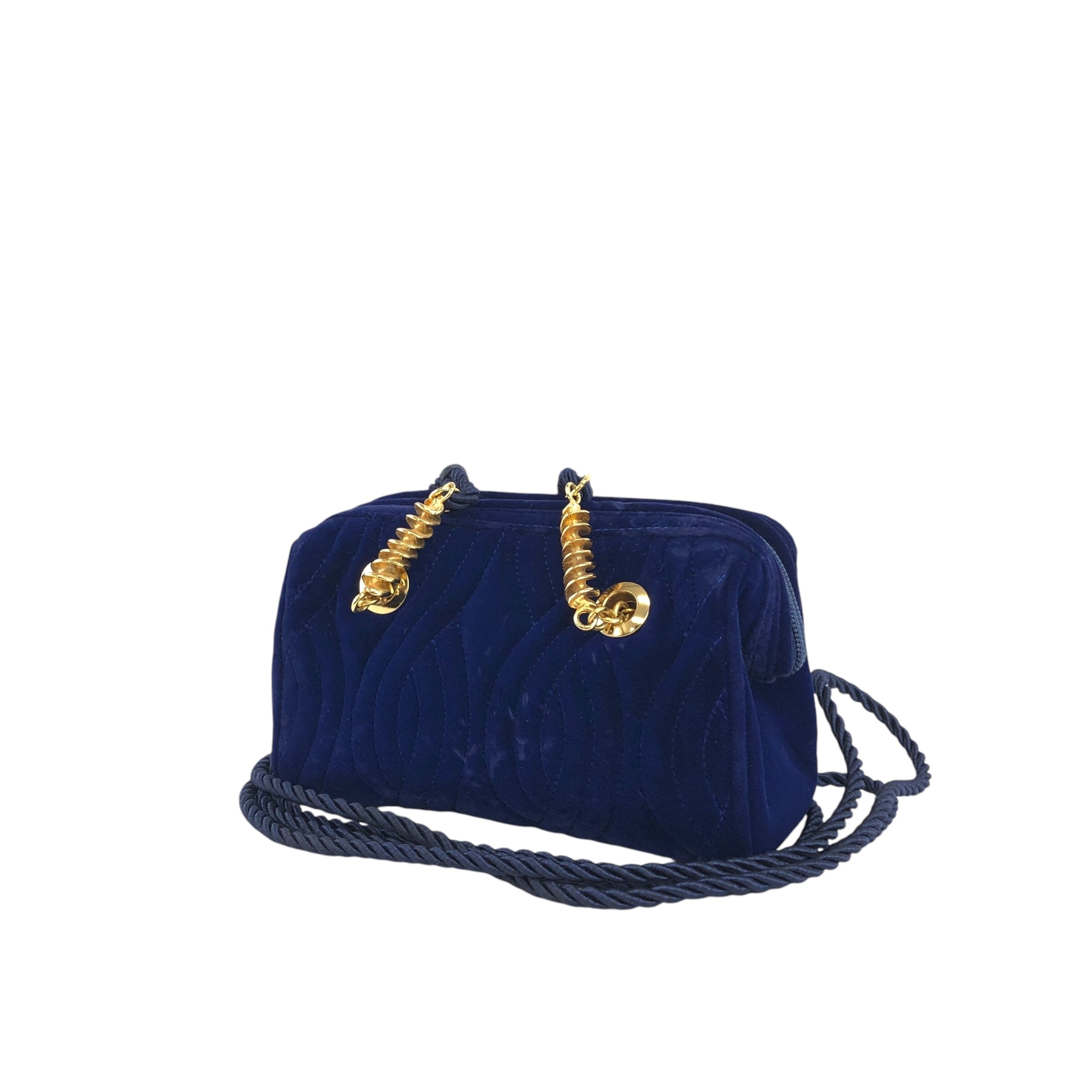 FENDI フェンディ ショルダーバッグ ネイビー ツイスト ベロア ミニ