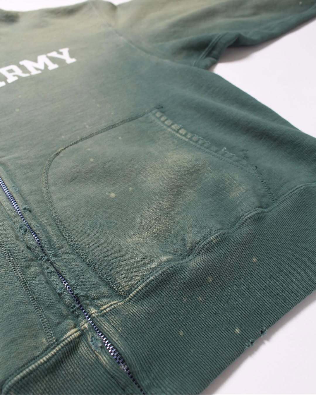 BOWWOW ARMY ZIP HOODIE AGED AGED GREEN | BASE LINE