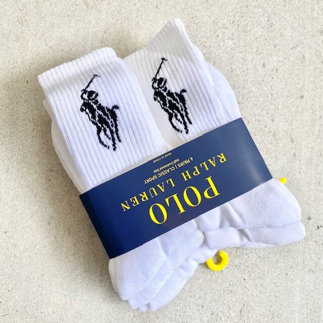 Polo Ralph Lauren ポロ ラルフローレン ソックス 6枚組 6pポリエステル ホワイト ロゴ メンズ プレゼント 輸入商品 海外 Classic Sport Puahawaii