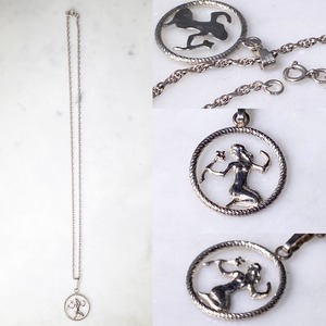 vintage silver zodiac pendant necklace “Virgo”