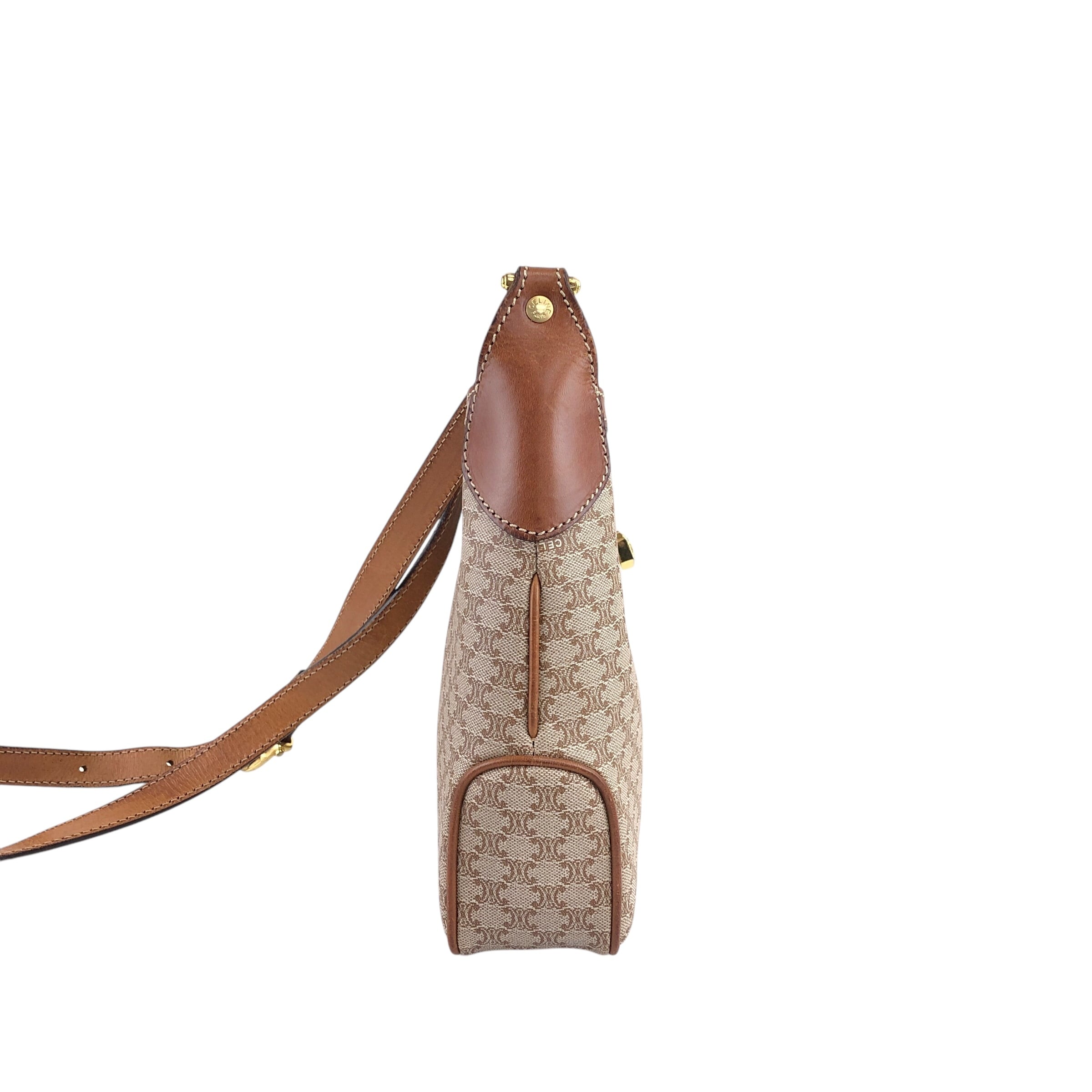 CELINE セリーヌ マカダム ショルダーバッグ ベージュ ターンロック