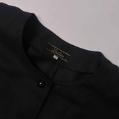 リネン混 Leilian レリアン ボタン フレンチスリーブ ワンピース 11/ブラック レディース