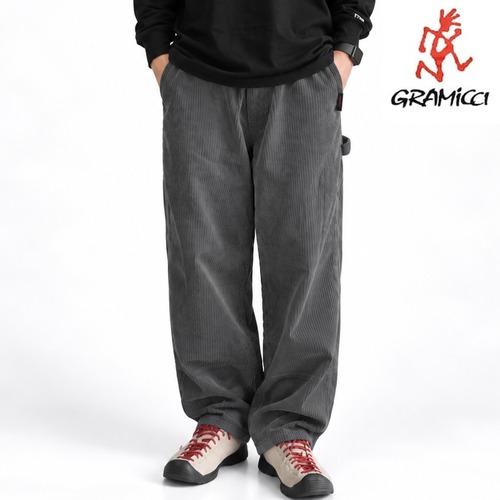 Gramicci グラミチ BIG WALE CARPENTER PANT ビッグウェール カーペンターパンツ G6FM-P053 メンズ コーデュロイパンツ 太畝 ワイドパンツ ウェビングベルト CARBON