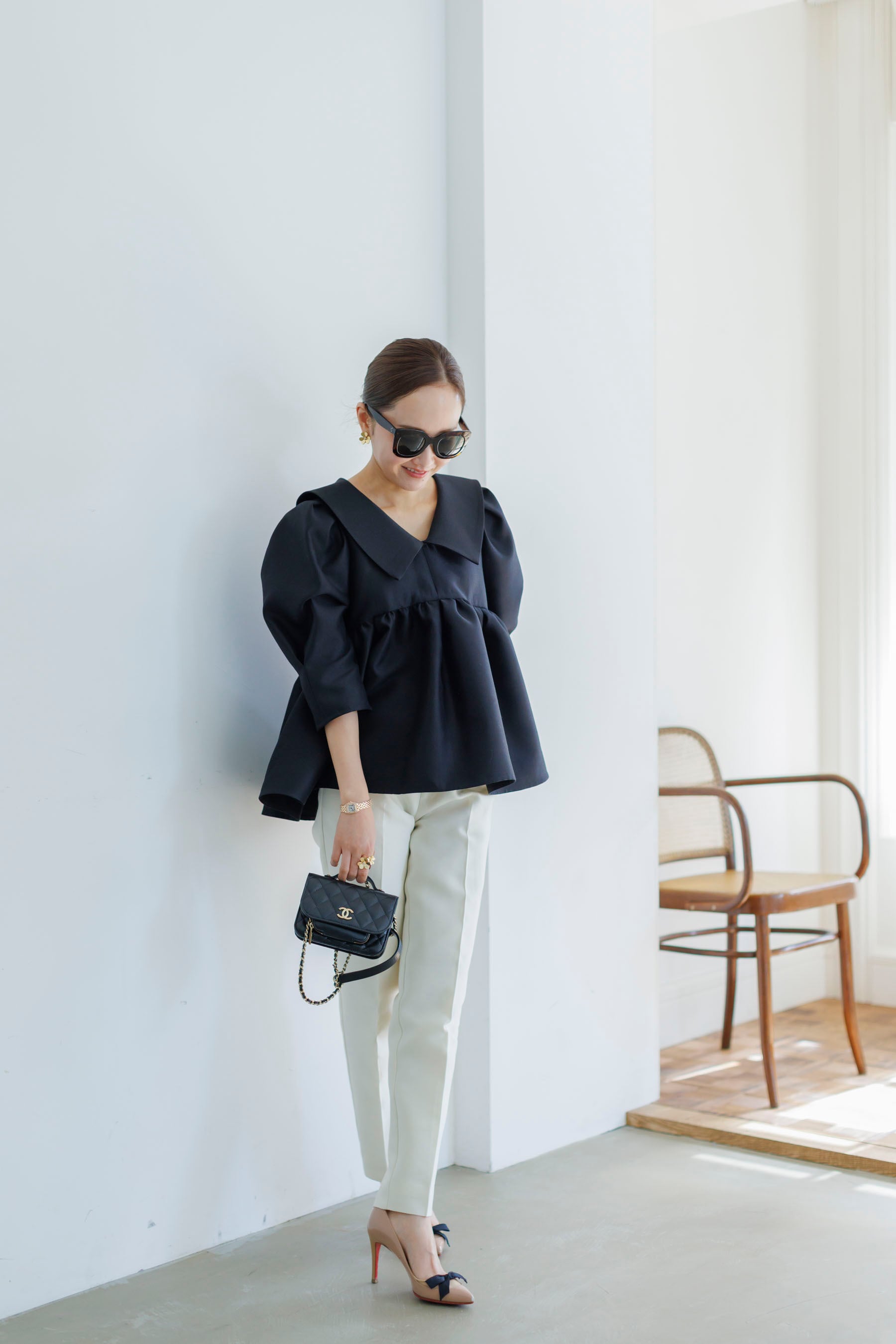 BLUELEA ブルレア Silk wool grosgrain pants