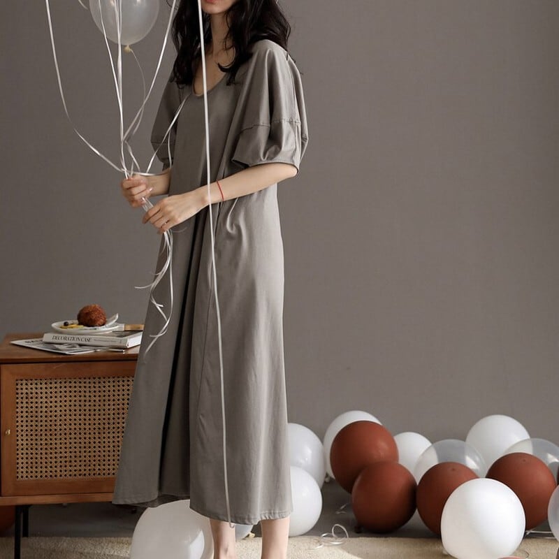 【即納1点限定sale】cotton100  puff sleeve negligee roomwear  P386