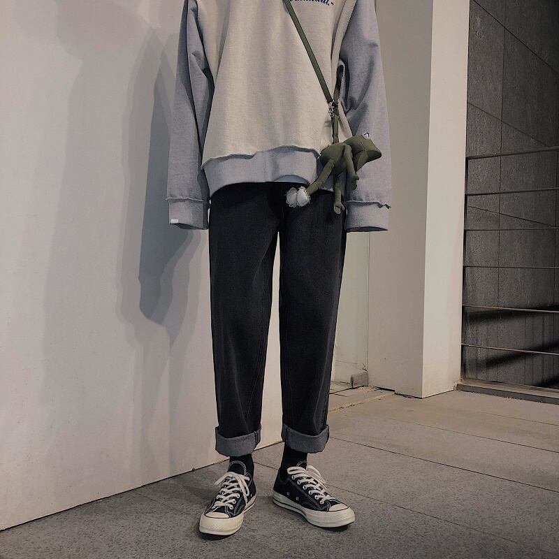 全1色 デニム パンツ ストレート カジュアル シンプル 無地