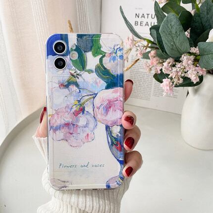 【iPhone全機種対応】持ってるだけでオシャレさん!絵画風 ローズ フラワー デザイン 花柄 油絵ペイント iphone14 スマホケース ND-14617