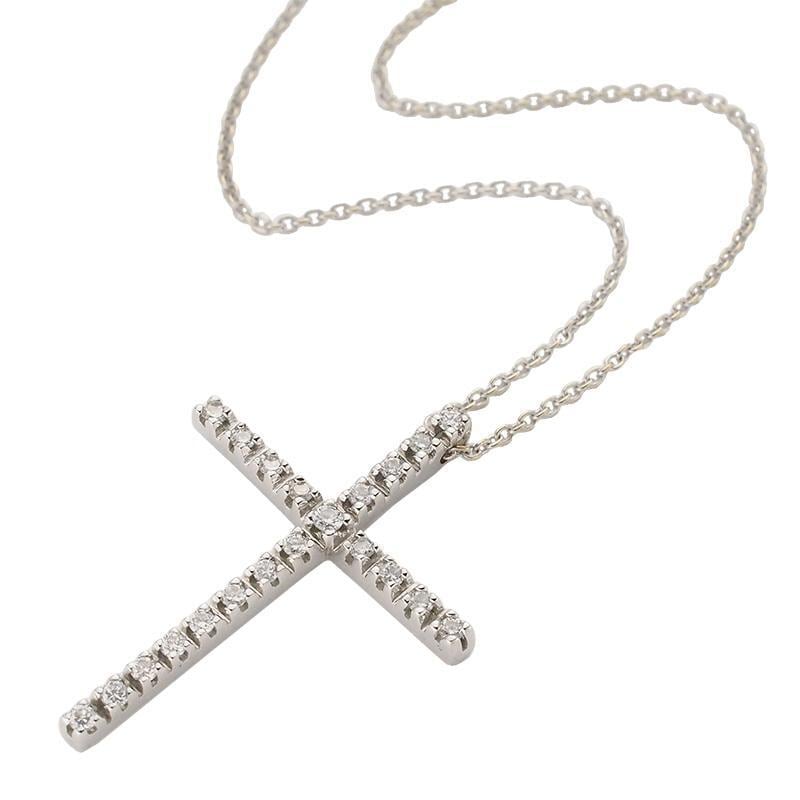 STAR JEWELRY ダイヤ/0.2ct クロス ネックレス K18WG スタージュエリー STAR JEWELRY ダイヤモンド/0.2ct クロスモチーフ