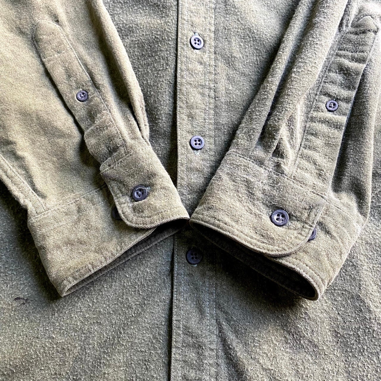 80年代 USA製 WOOLRICH ウールリッチ 無地 フランネルシャツ メンズL